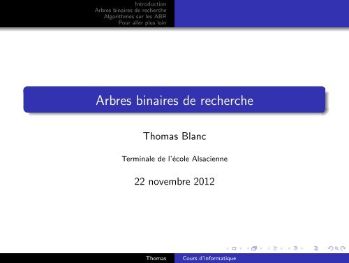 Arbres binaires de recherche