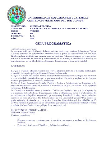 ciclo 3 2010 guia de ciencia politica - Usac