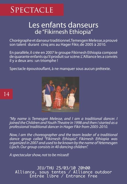 Programme de mars - avril 2010 - Alliance éthio-française d'Addis ...