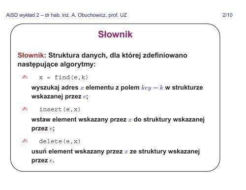 ALGORYTMY I STRUKTURY DANYCH