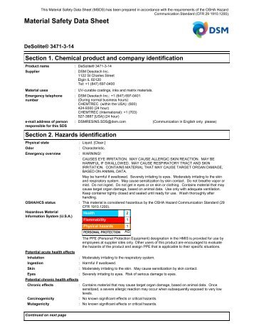 MSDS - AngstromBondÂ® DSM 3471-3-14