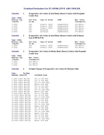 Technical Particulars For EVAPORATIVE AIR COOLER - csidc ...