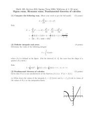 Math 103, Section 203, Spring Term 2004, Midterm # 1 (35 min ...