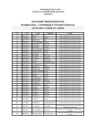 MP MKT ET CI- admis final - Institut SupÃ©rieur de Gestion de Tunis