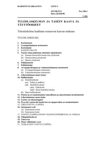 Tuloslaskelman ja taseen kaava ja tÃ¤yttÃ¶ohjeet ... - Finanssivalvonta