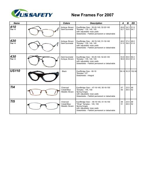 New Prescription Frames - US Safety