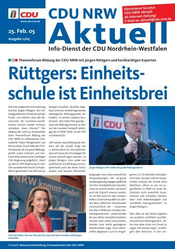 RÃ¼ttgers: Einheits- schule ist Einheitsbrei - CDU-Lippramsdorf