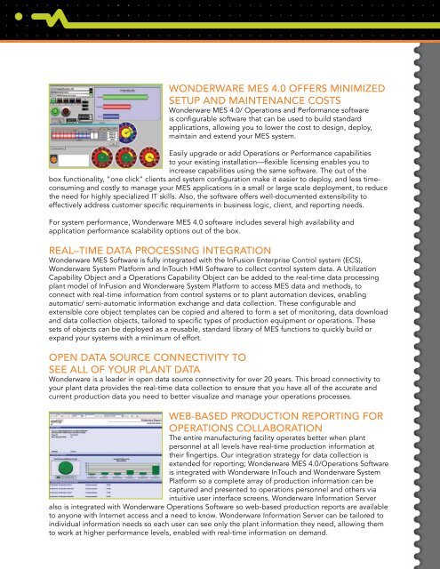 Wonderware MES 4.0/Operations and Performance Software