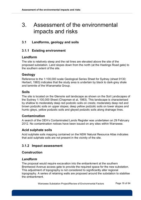 Warrawee Substation - Review of Environmental Factors