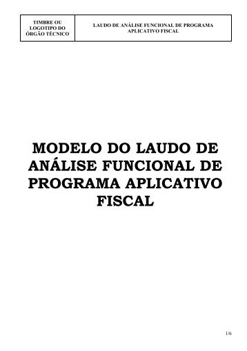 Modelo do Laudo de Análise Funcional - Secretaria de Estado de ...