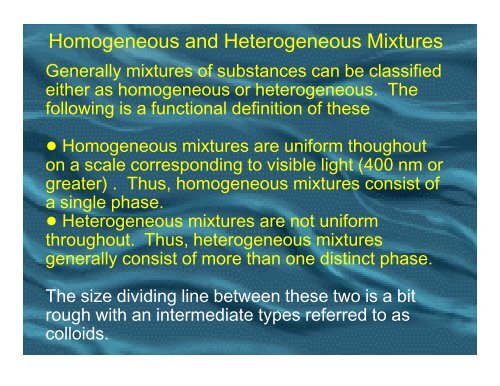 Homogeneous and Heterogeneous Mixtures