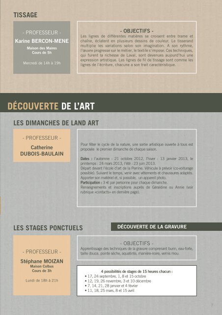 Ãcole d'Art de la Perrine : des places encore disponibles ... - Laval