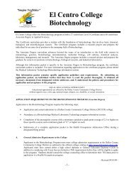 Information Packet - El Centro College Biotechnology