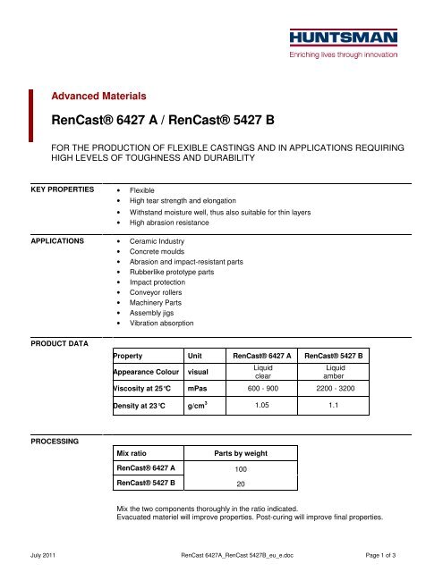 RenCast® 6427 A / RenCast® 5427 B - Mouldlife