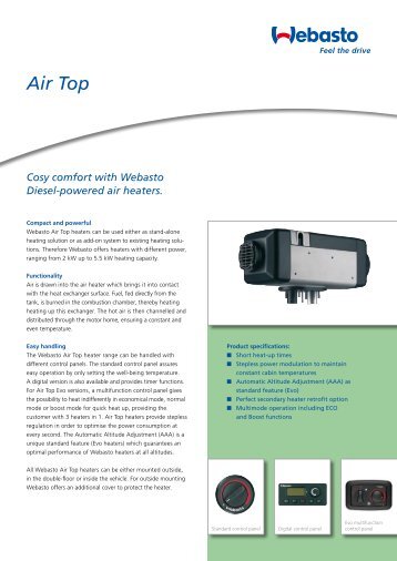 Air Top Heater Product Sheet (PDF, 0,16 MB) - Webasto