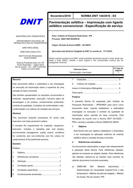 PavimentaÃ§Ã£o asfÃ¡ltica â ImprimaÃ§Ã£o com ligante ... - IPR - Dnit