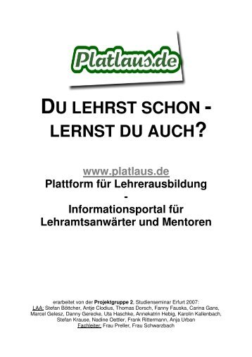 DU LEHRST SCHON - LERNST DU AUCH? - Platlaus.de