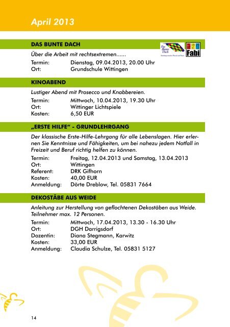 LandFrauen Programm 2013 - LandFrauenverein Wittingen