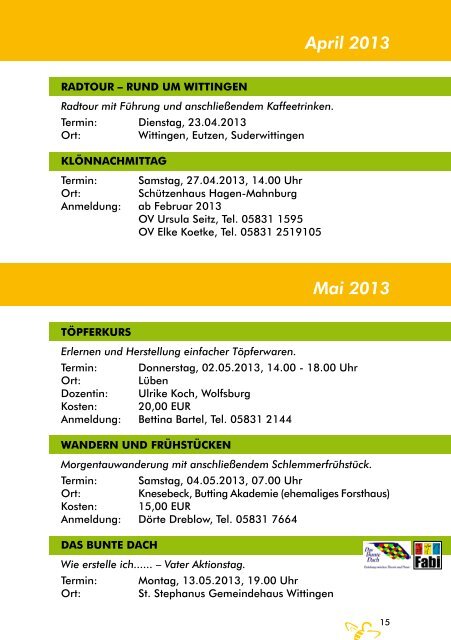 LandFrauen Programm 2013 - LandFrauenverein Wittingen