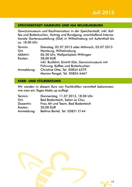 LandFrauen Programm 2013 - LandFrauenverein Wittingen