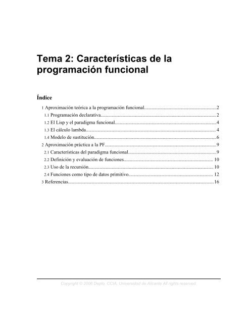 Tema 2: Características de la programación funcional