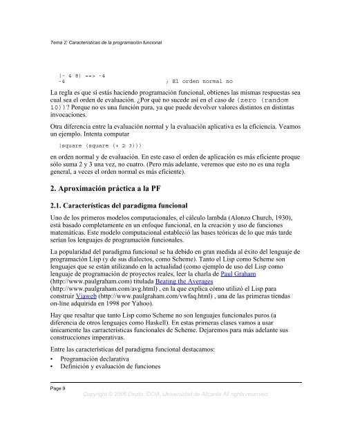 Tema 2: Características de la programación funcional