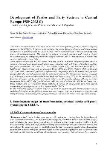 Development of Parties and Party Systems in ... - lah@sam.sdu.dk