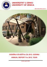 Godišnji izvještaj za 2012. godinu (pdf, 4,73 MB) - Univerzitet u Zenici