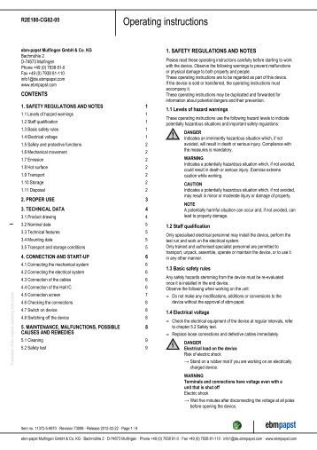 Operating instructions R2E180CG8205 - ebm-papst