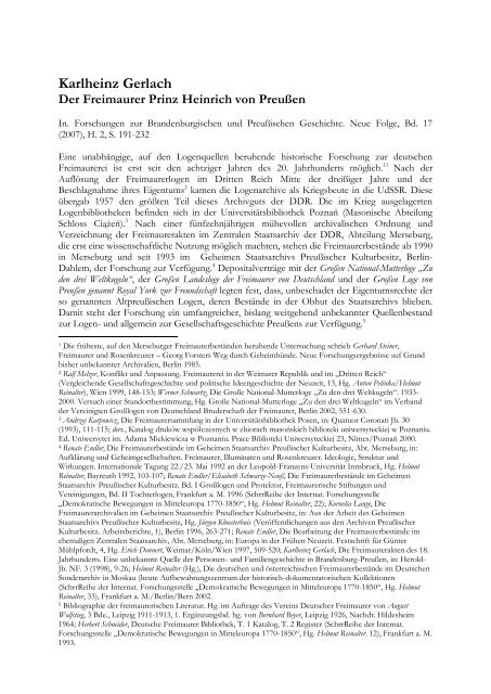 Karlheinz Gerlach Der Freimaurer Prinz Heinrich Von Preussen