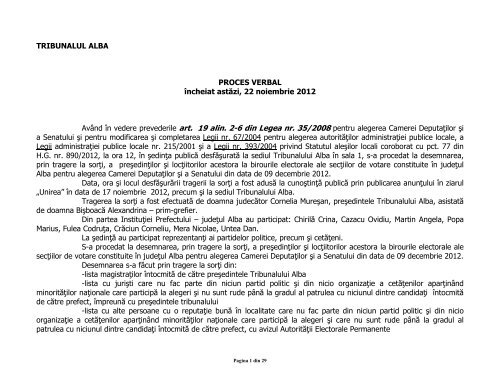 proces verbal tragere la sorÅ£i preÅedinte/locÅ£iitor - Prefectura ...