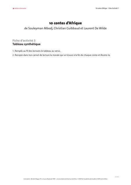 10 contes d"Afrique - (CDDP) Val d'Oise - Académie de Versailles