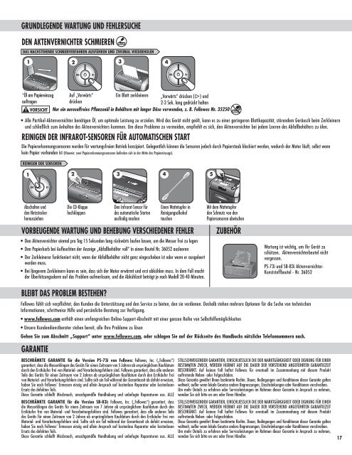 PS-73i/SB-83i Bedienungsanleitung - Fellowes