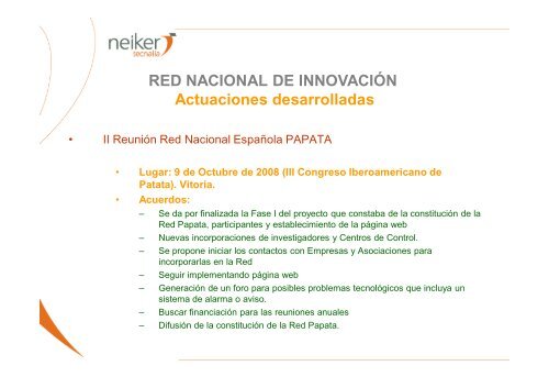 red nacional de innovación y tecnología en patata - Cooperativas ...