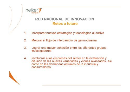 red nacional de innovación y tecnología en patata - Cooperativas ...