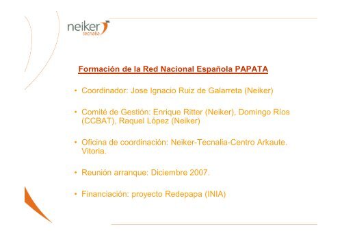 red nacional de innovación y tecnología en patata - Cooperativas ...