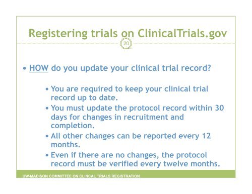 Clinical Trials Registration - University of Wisconsin–Madison