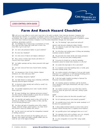 Farm And Ranch Hazard Checklist - Great American Insurance Group