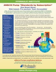 ansi/Hi Pump “standards by subscription” - the Hydraulic Institute