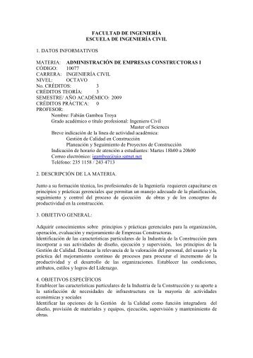 Administracion de Empresas Constructoras I