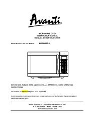 MICROWAVE OVEN INSTRUCTION MANUAL ... - Avanti Products