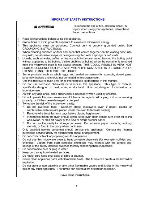 MICROWAVE OVEN INSTRUCTION MANUAL ... - Avanti Products