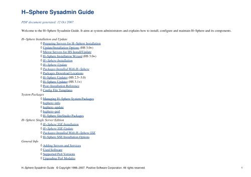 H-Sphere Sysadmin Guide Â© Copyright 1998-2007 ... - SiteStudio