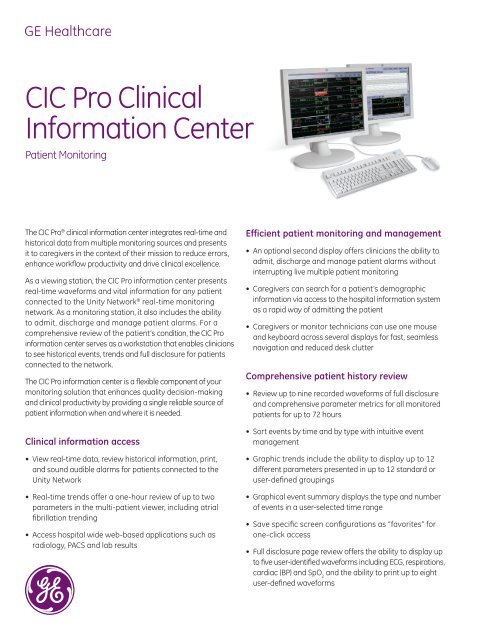 Cic Pro Clinical Information Center Ge Healthcare