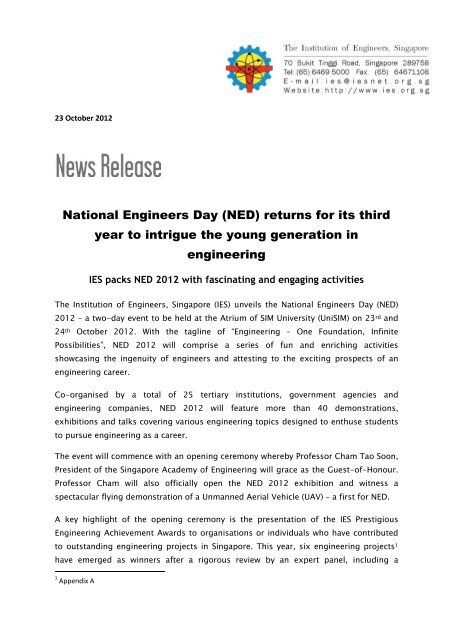 National Engineers Day Ned Institution Of Engineers Singapore