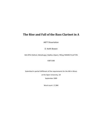 The Rise and Fall of the Bass Clarinet in A - International Bass ...