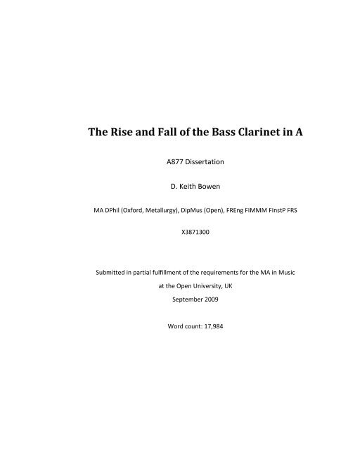 The Rise And Fall Of The Bass Clarinet In A International Bass