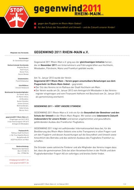 20 Forderungen von Gegenwind2011 Rhein-Main e.V.