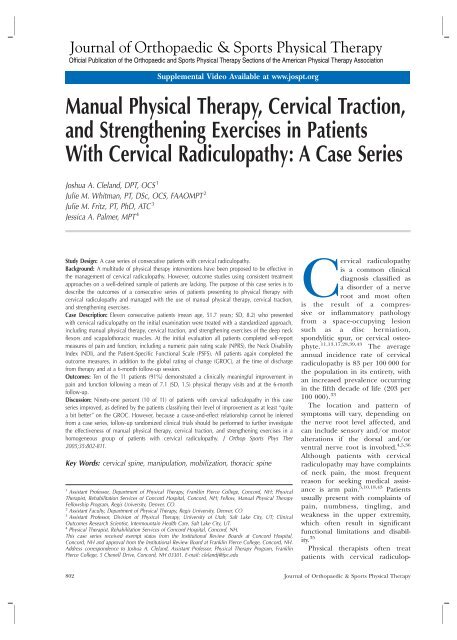 Manual Physical Therapy , Cervical Traction, And Strengthening