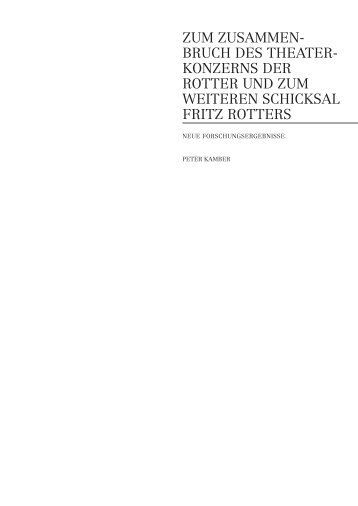 Zum Zusammenbruch des Theaterkonzerns der ... - Peter Kamber